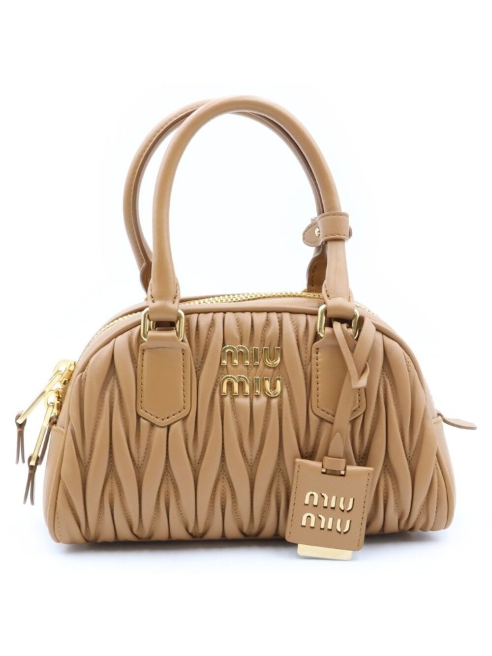 Miu Miu Matelasse Nappa Leather Handbag Brown